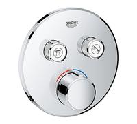 GROHE SmartControl - Round Concealed Mixer for Shower or Bath (2 Valves, Set for Final Installation for GROHE Rapido SmartBox, Push Button for ON-OFF, Turn for Volume Adjustment), Chrome, 29145000