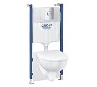 Grohe Solido 5In1 Alpine White Wall Hung Oval Toilet With Soft Close Seat & Concealed Cistern
