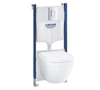 Grohe Solido White Rimless Wall Hung Toilet With Soft Close Seat & Concealed Cistern