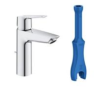 GROHE QUICKFIX Start - Wash Basin Single Lever Mixer Tap with Pop-up Waste Set (Metal Lever, Water Saving Technology, Easy to Install, Includes 3-in-1 Tool, Tails 3/8 Inch), Size 192, Chrome, 23455002