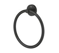 GROHE Start QuickFix Towel Ring (Metal, Concealed Fastening, Including Screws and Dowels, Extra Easy to Fit QuickGlue), Size 200 mm, Matt Black, 411742430