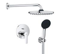 GROHE Start - Concealed Shower System with 1 Lever Mixer and 2-Way Diverter (Shower Arm, 25 cm Mono Head Shower, 11 cm Hand Shower 2 Sprays, Outlet Elbow 1/2" with Holder, Hose 1.5m), Chrome, 25292000