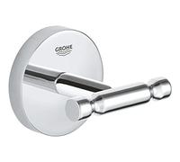 GROHE Start Cosmopolitan QuickFix Robe Hook (Metal, Concealed Fastening, Including Screws and Dowels, Extra Easy to Fit QuickGlue), Size 55 mm, Chrome, 41168000