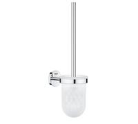 GROHE Start Cosmopolitan QuickFix Toilet Brush Set (Glass and Metal, Wall-Mounted, Concealed Fastening, Including Screws and Dowels, Easy to Fit with GROHE QuickGlue), Size 374 mm, Chrome, 41169000