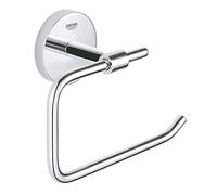 GROHE Start Cosmopolitan QuickFix Toilet Roll Holder without Cover (Metal, Concealed Fastening, Including Screws and Dowels, Extra Easy to Fit with GROHE QuickGlue), Size 153 x 109mm, Chrome, 41165000
