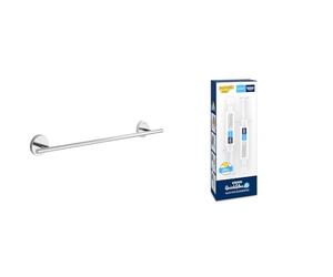 GROHE Start Cosmopolitan QuickFix Towel Rail & QuickGlue A2 (Metal, Concealed Fastening, Including Screws and Dowels, Easy to Fit), Size 522mm, Chrome, 41166000