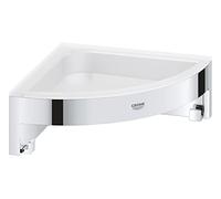 GROHE Start Cube Corner Shower Basket - Bathroom Wall Mounted Corner Shelf (Metal and Plastic, Including Screws and Dowels), Size 160 mm, Extra Easy to fit with GROHE QuickGlue, Chrome, 41106000
