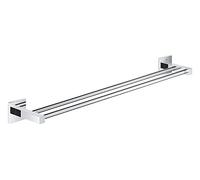 GROHE Start Cube Double Towel Rail - Bathroom Wall Mounted Dual Towel Bar (Metal, Concealed Fastening, Including Screws and Dowels, Durable Sparkling Sheen), Size 654 mm, Chrome, 41104000