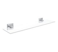 GROHE Start Cube Glass Shelf with Chrome Holders (Glass and Metal, Wall Mounted, Concealed Fastening, Including Screws and Dowels), Size 530 mm, Extra Easy to Fit QuickGlue, 41109000
