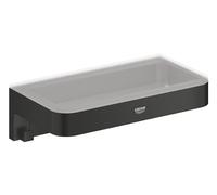 GROHE Start Cube QuickFix Shower Basket - Bathroom Wall Mounted Shelf (Metal and Plastic, Including Screws and Dowels), Size 200 mm, Extra Easy to Fit QuickGlue, Matt Black, 411072430