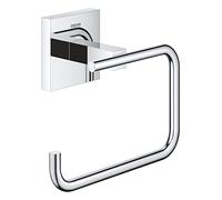 GROHE Start Cube Toilet Roll Holder without Cover (Metal, Wall Mounted, Concealed Fastening, with Screws and Dowels), Size 138 mm, Extra Easy to Fit with GROHE QuickGlue, Chrome, 40978000
