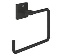 GROHE Start Cube QuickFix Towel Ring - Bathroom Wall Mounted Towel Holder (Metal, Concealed Fastening, Including Screws and Dowels), Extra Easy to Fit QuickGlue, Matt Black, 409752430