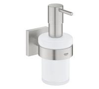 GROHE Start Cube Soap Dispenser with Holder (Material: Frosted Glass & Metal, Filling Quantity 160 ml, with Screws and Dowels), Size 158 mm, Easy to