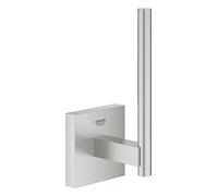 GROHE Start Cube Spare Toilet Roll Holder (Material: Metal, Wall Mounted, Concealed Fastening, with Screws and Dowels), Size 134 mm, Extra Easy to Fit with GROHE QuickGlue, Stainless Steel, 40979DC0