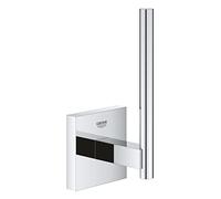 GROHE Start Cube Spare Toilet Roll Holder (Material: Metal, Wall Mounted, Concealed Fastening, with Screws and Dowels), Size 134 mm, Extra Easy to Fit with GROHE QuickGlue, Chrome, 40979000
