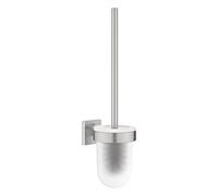 GROHE Start Cube Toilet Brush Set (Material: Glass and Metal, Wall Mounted, Durable Sparkling Sheen, with Screws and Dowels), Size 399 mm, Easy to Fit with GROHE QuickGlue, Stainless Steel, 40977DC0