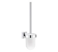 GROHE Start Cube Toilet Brush Set (Material: Glass and Metal, Wall Mounted, Durable Sparkling Sheen, Including Screws and Dowels), Size 399 mm, Extra Easy to Fit with GROHE QuickGlue, Chrome, 40977000