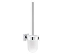 GROHE Start Cube Toilet Brush Set (Material: Glass and Metal, Wall Mounted, Durable Sparkling Sheen, Including Screws and Dowels), Size 399 mm, Extra Easy to Fit with GROHE QuickGlue, Chrome, 40977000