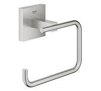 GROHE Start Cube Toilet Roll Holder without Cover (Metal, Wall Mounted, Concealed Fastening, with Screws and Dowels), Size 138 mm, Extra Easy to Fit with GROHE QuickGlue, Stainless Steel, 40978DC0