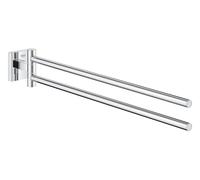GROHE Start Cube Towel Bar - Bathroom Wall Mounted Towel Holder with 2 Swivel Arms (Metal, Concealed Fastening, Including Screws and Dowels, Durable Sparkling Sheen), Size 438 mm, Chrome, 40976000