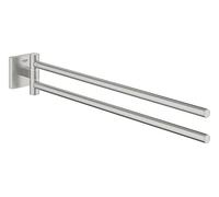 GROHE Start Cube Towel Bar - Wall Mounted Towel Holder with 2 Swivel Arms (Metal, Concealed Fastening, Including Screws and Dowels, Durable Sparkling Sheen), Size 438 mm, Stainless Steel, 40976DC0