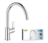 GROHE Start Curve Quickfix Single-Lever Sink Mixer with High C-Spout with 360° Swivel Area, Chrome Easy To Fit with Quickmount 31554001