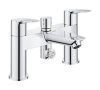 GROHE Start Edge - Two Handled Bath/Shower Mixer Tap (Deck Mounted, Metal Lever, Automatic Diverter Lockable: Bath/Shower, Integrated Non-Return Valve, Low Pressure Min. 0.5 Bar), Chrome, 25236001