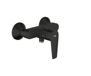 GROHE Start Edge - Exposed Single Lever Shower Mixer Tap (Wall Mounted, 35 mm Ceramic Cartridge, Integrated Non-Return Valve, Protected Against Backflow), Matt Black, 233472431
