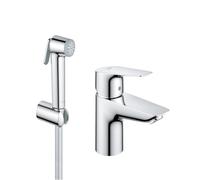 GROHE Start Edge QuickFix - Basin Tap with Bidet Trigger Spray Hand Shower Set (S-Size, 35mm Ceramic Cartridge, Water Saving, Integrated Diverter, Tails 3/8 Inch, Tool Included), Chrome, 23773001