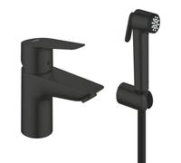 GROHE Start Edge QuickFix - Basin Tap with Bidet Trigger Spray Hand Shower Set (S-Size, 35mm Ceramic Cartridge, Water Saving, Integrated Diverter, Tails 3/8 Inch, Tool Included), Matt Black, 237732431