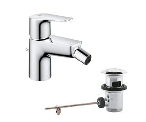 GROHE Start Edge Quickfix Single-Lever Bidet Mixer with Pop-Up Waste Set, Water-Saving, Chrome Easy to Fit with Quicktool 23345001