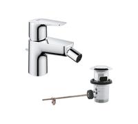 GROHE Start Edge Single Lever Bidet Mixer - Waste Pull - Economical Water Aerator - Chrome