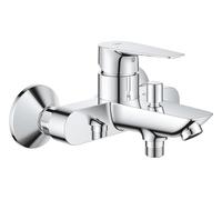 GROHE Start Edge - Wall Mounted Exposed Bath Mixer Tap (Metal Lever, 35 mm Ceramic Cartridge, Water Saving Adjustable Flow Rate Limiter, Eco-Override-Stop, Scalding Protection), Chrome, 24198001