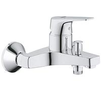 GROHE Start Flow - Exposed Wall Mounted 1 Metal Lever Bath Mixer Tap (Automatic Bath/Shower Diverter, 46 mm Ceramic Cartridge, Integrated Non-Return Valve, Metal Wall escutcheons), Chrome, 23772000