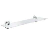 GROHE Start QuickFix Glass Shelf with Chrome Holders (Metal and Glass, Concealed Fastening, Including Screws and Dowels, Extra Easy to Fit QuickGlue), Size 530 mm, 41202000