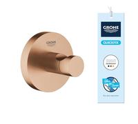 GROHE Start QuickFix Robe Hook, Brushed Bronze, 41173DL0 | Metal, Concealed Fastening, Includes Screws and Dowels, Extra Easy to Fit QuickGlue, Holding Force Max. 5 kg, Towel Holder