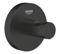 GROHE Start QuickFix Robe Hook (Metal, Concealed Fastening, Including Screws and Dowels, Extra Easy to Fit QuickGlue), Size 45 mm, Matt Black, 411732430