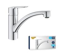 GROHE Start Quickfix Single-Lever Sink Mixer, Water- & Energy-Saving, Low Spout, 140° Swivel Area, Single Hole Installation, Chrome Finish 31138002