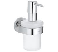 GROHE Start QuickFix Soap Dispenser with Holder (Metal and Glass, Filling Quantity 160 ml, Concealed Fastening, Including Screws and Dowels, Easy to Fit with GROHE QuickGlue), Chrome, 41195000