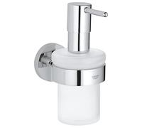 GROHE Start QuickFix Soap Dispenser with Holder (Metal and Glass, Filling Quantity 160 ml, Concealed Fastening, Including Screws and Dowels, Easy to Fit with GROHE QuickGlue), Chrome, 41195000