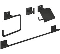 Grohe Start QuickFix Towel Rail & A2 QuickGlue (Metal, Concealed Fastening, Including Screws and Dowels), Size 654 mm, Matt Black, 411782430