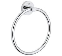 GROHE Start QuickFix Towel Ring (Metal, Concealed Fastening, Including Screws and Dowels, Extra Easy to Fit with GROHE QuickGlue), Size 200 mm, Chrome, 41174000