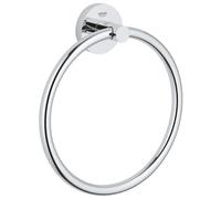 GROHE Start QuickFix Towel Ring (Metal, Concealed Fastening, Including Screws and Dowels, Extra Easy to Fit with GROHE QuickGlue), Size 200 mm,