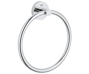 GROHE Start QuickFix Towel Ring (Metal, Concealed Fastening, Including Screws and Dowels, Extra Easy to Fit with GROHE QuickGlue), Size 200 mm,