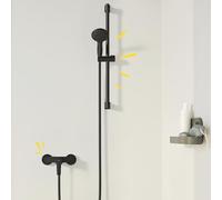 GROHE Start Shower Mixer Tap with Vitalio Start 110 Shower Set (Wall-Mounted, Metal Lever, 35 mm Ceramic Cartridge, Hand Shower 2 Sprays, Hose 1.75m, Rail 60cm, Water Saving), Matt Black