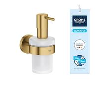 GROHE Start Soap Dispenser with Holder (Metal and Glass, Filling Quantity 160 ml, Concealed Fastening, Including Screws and Dowels), Gold Brushed Cool Sunrise, 41195GN0