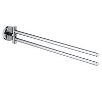 GROHE Start Towel Bar (Metal, Pivotable 2 Arms, Concealed Fastening, Including Screws and Dowels, Easy to Fit), Size 439 mm, Chrome, 41183000