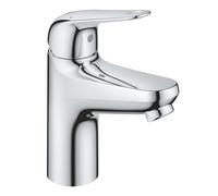 GROHE Swift QuickFix - 1 Lever Basin Mixer Tap with Plastic Push-Open Waste Set (S-Size 162mm, 28mm Ceramic Cartridge, Water Saving, Tails 3/8 Inch, Easy to Fit with GROHE QuickTool), Chrome, 24318001