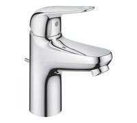 GROHE Swift QuickFix - 1 Lever Basin Mixer Tap with Pop-Up Waste Set (S-Size 162 mm, 28 mm Ceramic Cartridge, Energy & Water Saving, Tails 3/8 Inch, Easy to Fit with GROHE QuickTool), Chrome, 24322001