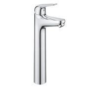 GROHE Swift QuickFix - Free-Standing Smooth Body Basins Tap with Push-Open Waste Set (XL-Size 319mm, 28mm Ceramic Cartridge, Water Saving, Tails 3/8 Inch, Easy to Fit with QuickTool), Chrome, 24331001